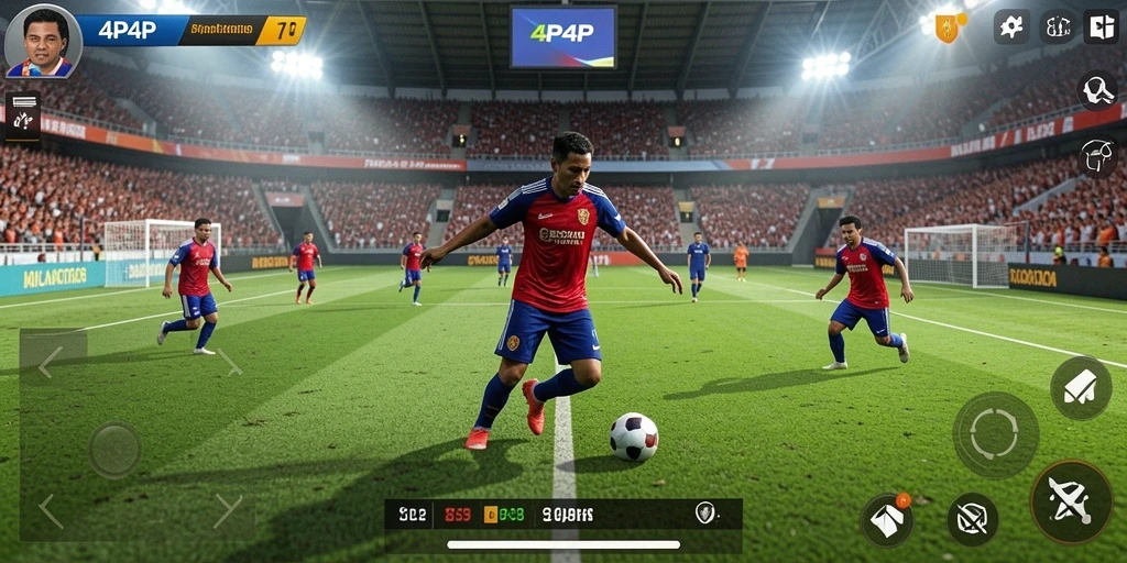 Tangkapan layar menunjukkan aksi pertandingan sepak bola yang intens.