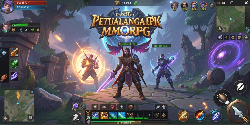 Screenshot gameplay 55RT menunjukkan aksi seru dalam dunia MMORPG.