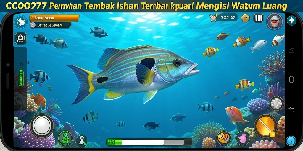 Tangkapan layar gameplay COO77 dengan aksi menembak ikan yang seru.