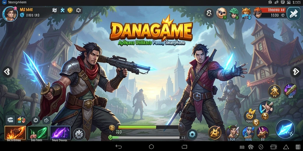 Tampilan antarmuka aplikasi DANAGAME dengan fitur utilitas yang lengkap.