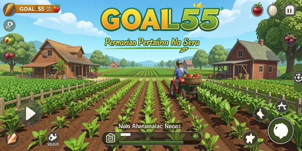 Visual gameplay menarik saat menanam dan merawat kebun di GOAL55.