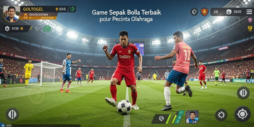 Screenshot gameplay GOLTOGEL menampilkan aksi sepak bola yang mendebarkan.