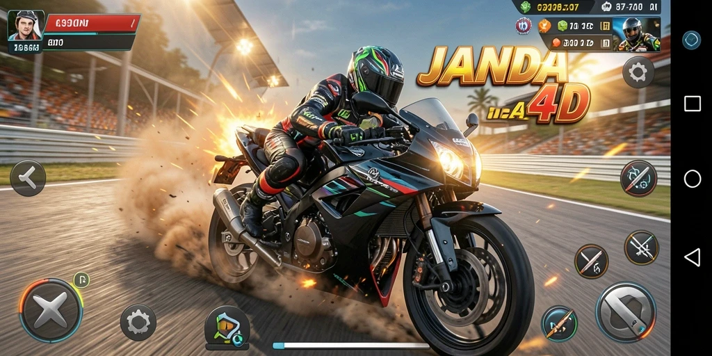 Gameplay seru balapan motor di JANDA4D dengan teman.