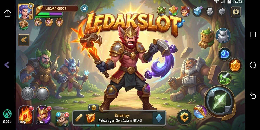 Screenshot LEDAKSLOT menampilkan aksi seru dalam sebuah pertempuran epik.