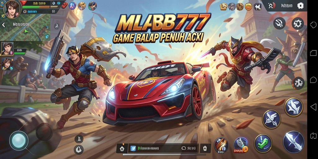 Tangkapan layar gameplay MLBB777 dengan aksi balap penuh kecepatan.