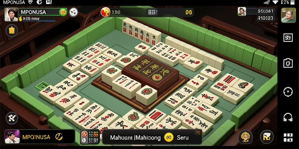 Tangkapan layar permainan Mahjong dalam MPONUSA yang menunjukkan gameplay menarik.