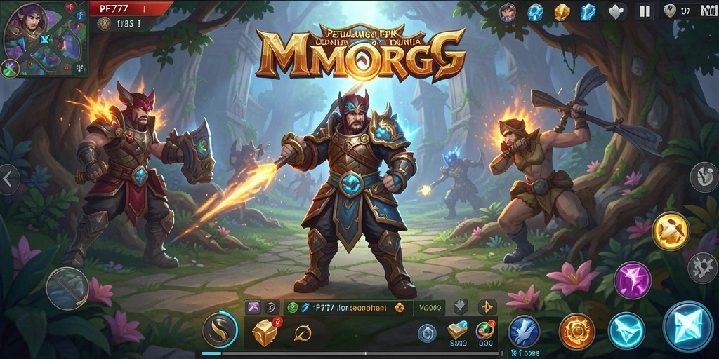 Tampilan aksi seru dari gameplay PF777 di dunia MMORPG.