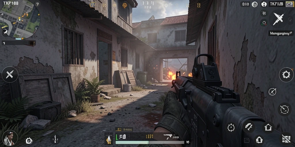 Screenshot gameplay TKP188 memperlihatkan aksi menegangkan dalam pertempuran FPS.